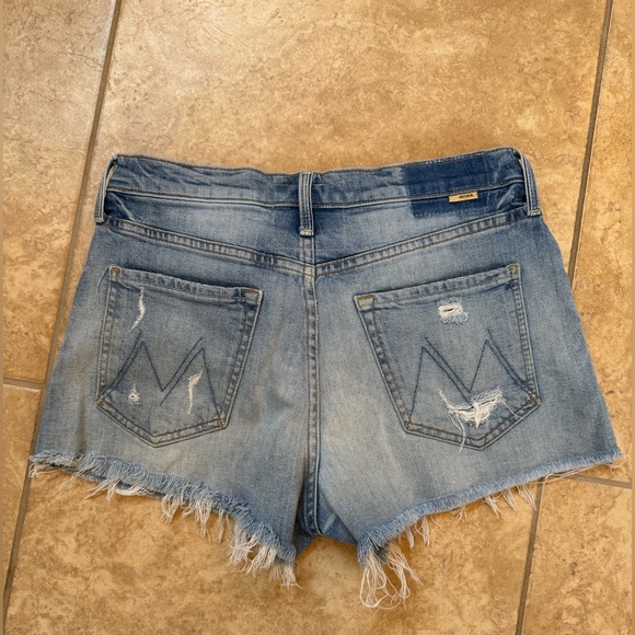 MOTHER Pants - MOTHER Light Blue Distressed Denim Jean Shorts